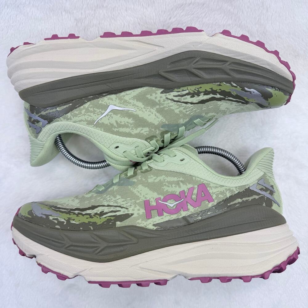 HOKA Stinson 7 Womens Trail Running Shoes Seed Green Beet Root Size 10.5 Sneaker - Picture 6 of 10